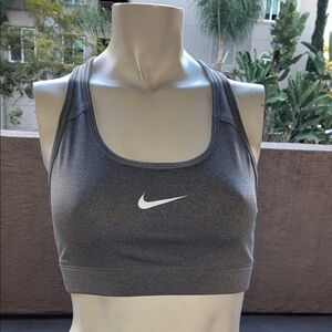 Nike Gray Racerback Sports Bra with White Swoosh